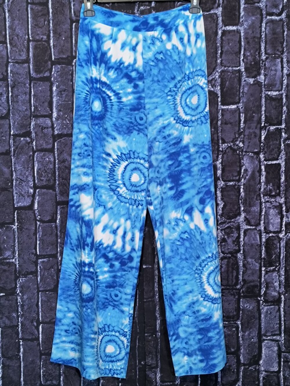 Fashion Nova Wide Leg Pants Women's Medium Blue White Tie Dye High Waist